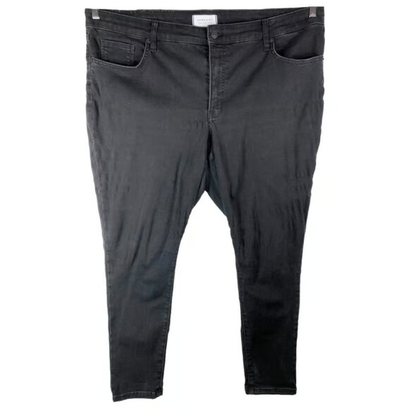 Crown Ivy Plus Size 20W Jeans Black Skinny Denim Stretch Pockets Mid Rise - Picture 1 of 3